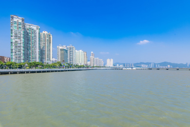 广东省珠海市情侣路野狸岛城市风光