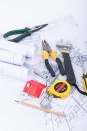 建筑工具和图纸