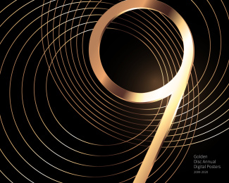 黑色金色数字抽象线条创意广告海报