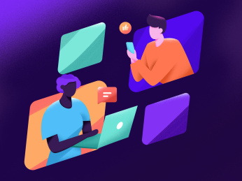 协作的男女，手绘概念插画