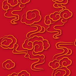 无缝的喜庆云纹背景图案，红色背景