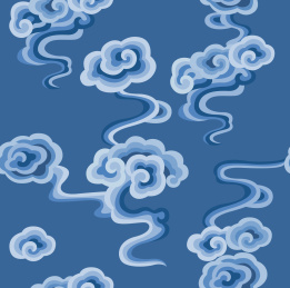 无缝的蓝色渐变云纹背景图案