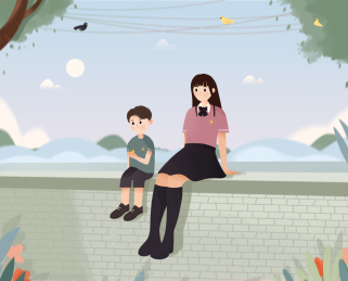 温馨安静的坐着的两个人