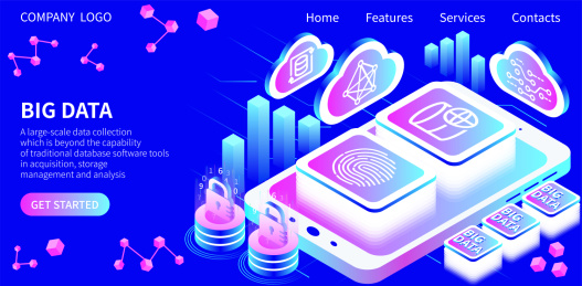 炫酷大数据科技未来矢量插画