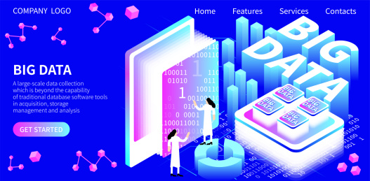 炫酷大数据科技未来矢量插画