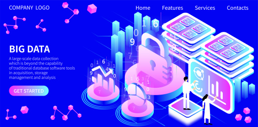 科技未来大数据加密矢量插画
