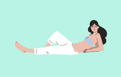 撑起上身半躺的女性时尚插图