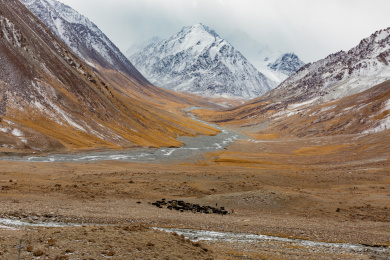中国新疆南疆帕米尔高原雪山草原自然风光