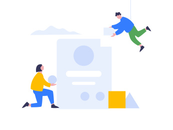 协作完成任务的男女，矢量扁平概念插画