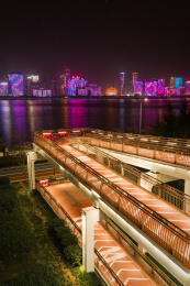 浙江杭州钱江新城夜景灯光秀