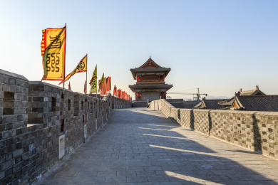 中国山东省青州古城的城墙城楼