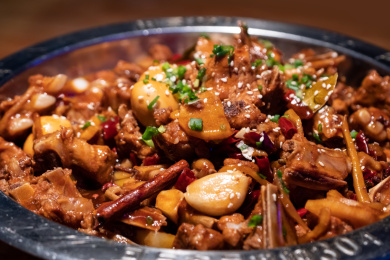 中国中式菜肴美味的仔排煲