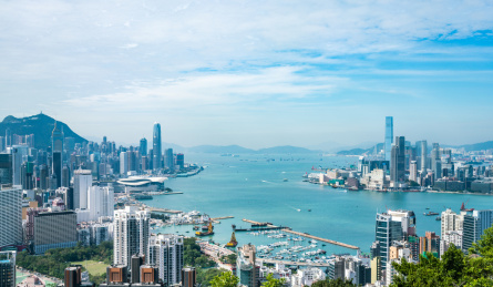 高楼林立的中国香港维多利亚港