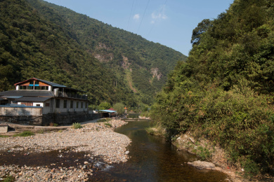 秋日阳光下的湖南永州江永小古源风光