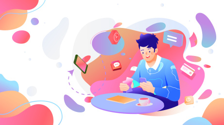 一个人拿着优惠券准备支付购物电商矢量插画