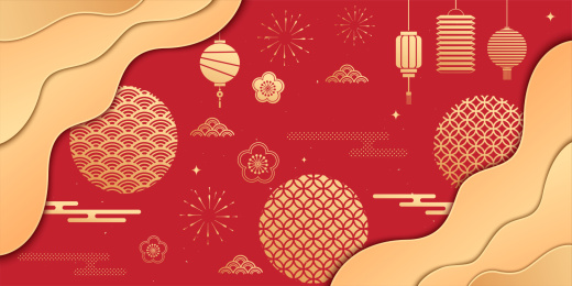 中国新年或春节元素矢量图，新年贺卡或海报模板