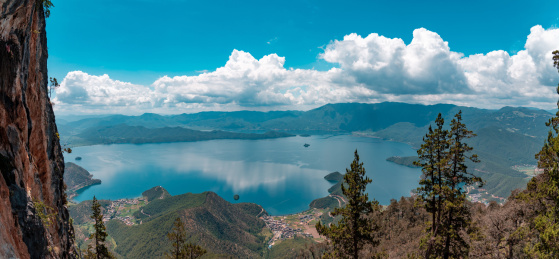 云南省泸沽湖晴天自然风光