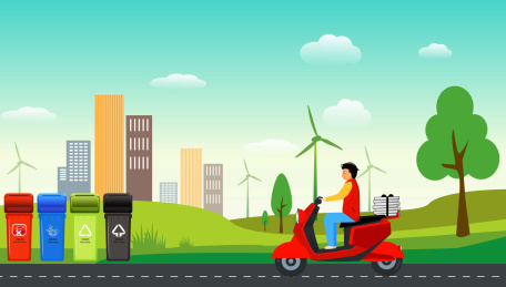 骑着电瓶车送快递的小哥哥