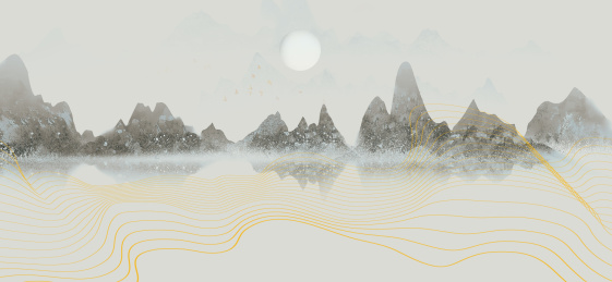 中国风淡雅山水场景风景画