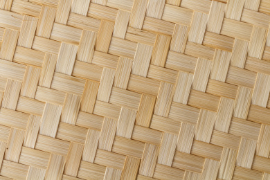 竹制簸箕纹理正面特写
