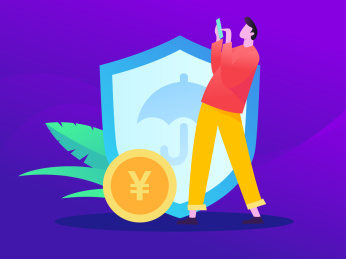 理财的男子，扁平矢量人物场景创意概念插画