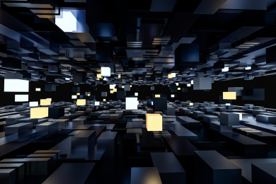 三维渲染，科技感方块世界