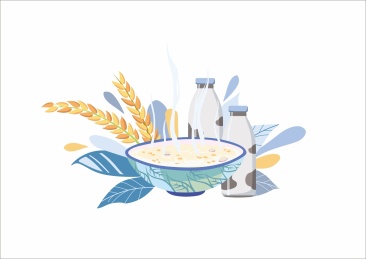 矢量卡通插画可爱牛奶燕麦粥