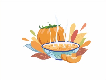 矢量卡通插画可爱营养南瓜粥