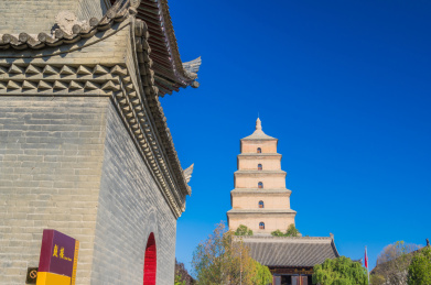 中国陕西西安大慈恩寺大雁塔建筑风光
