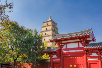 中国陕西西安大慈恩寺大雁塔建筑风光