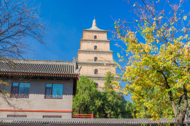 中国陕西西安大慈恩寺大雁塔建筑风光