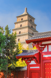 中国陕西西安大慈恩寺大雁塔建筑风光