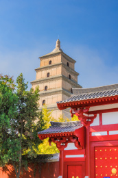 中国陕西西安大慈恩寺大雁塔建筑风光