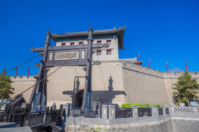 中国陕西西安永宁门古代城墙建筑风光