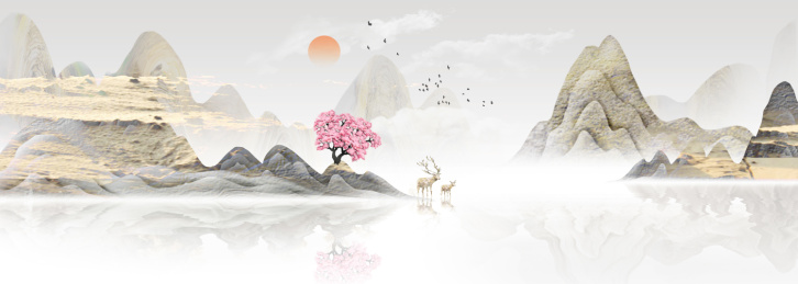 新中式意境水墨山水现代简约装饰画