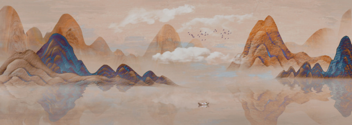 新中式写意意境水墨山水装饰画