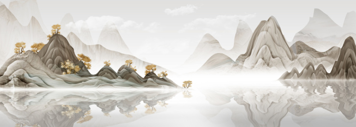 新中式意境水墨山水现代简约装饰画