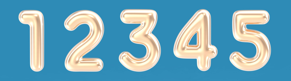 三维渲染金色气球数字