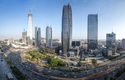 中国广东省东莞市南城cbd城市天际线