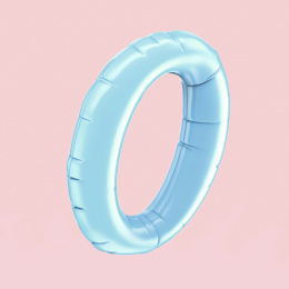 3维渲染粉蓝色气球字母O