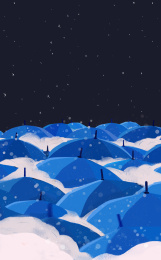 深夜里的蓝色雨伞纯背景