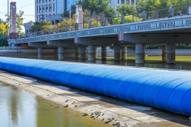 中国山东省潍坊市白浪河橡胶拦水坝