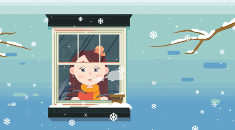 小女孩蓝色雪花背景