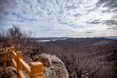 中国黑龙江省哈尔滨宾县俯拍二龙山森林公园