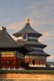 晚霞中的北京天坛祈年殿外景 