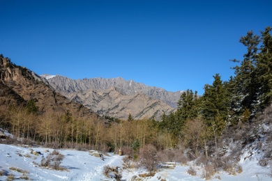 宁夏贺兰山苏峪口国家公园冬日雪后风光