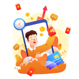 卡通信用卡投资礼包活动金融概念渐变矢量插画