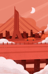 城市黄昏下的广州