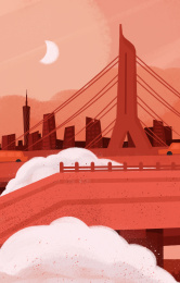 城市黄昏下的广州