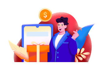 邀请好友获得好礼，扁平手绘人物场景创意概念插画